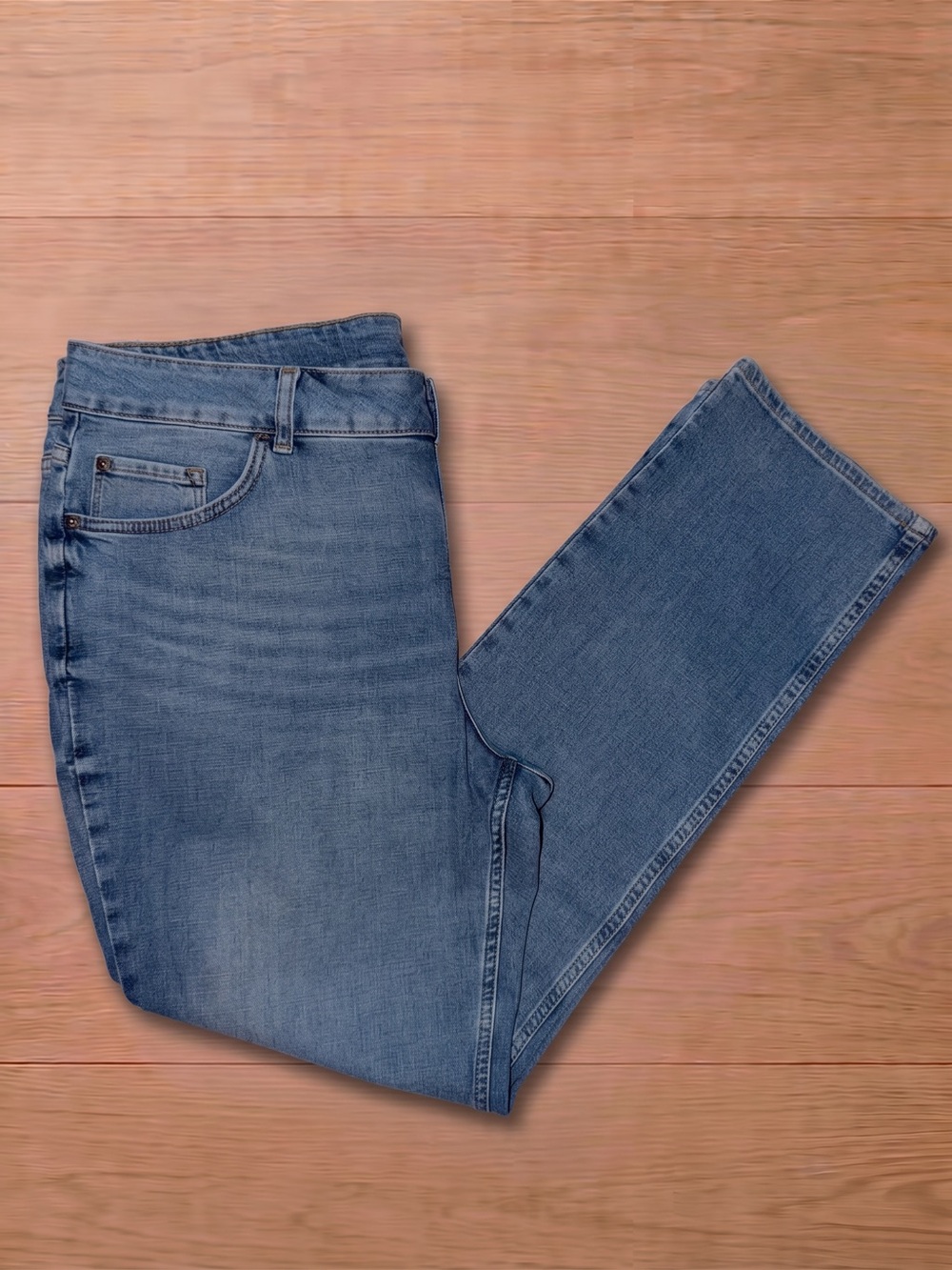 Lee Plus Size 20W Long Mid Rise Straight Leg Jeans Friction Resistant Blue